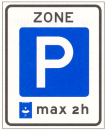 Parkeerschijf-zone met verplicht gebruik van parkeerschijf, tevens parkeerverbod indien er 
		langer wordt geparkeerd dan de parkeerduur die op het bord is aangegeven
